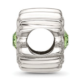 Sterling Silver Brushed And Polished Green Crystal Bead